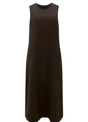 Lunender - Vestido Midi Chá com Bolsos em Moletom Marrom - LUNENDER