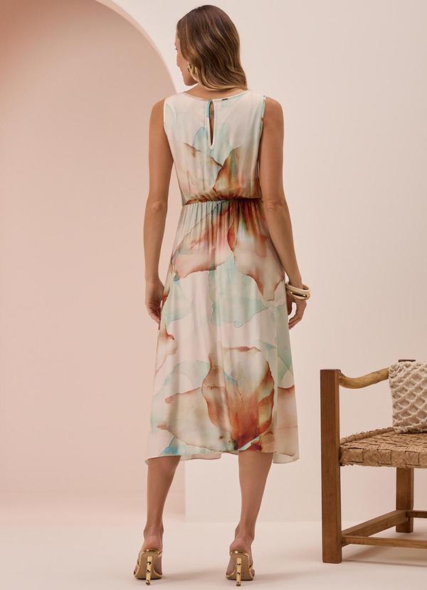 Lunender - Vestido Midi Chá com Decote Degagê Marrom 2