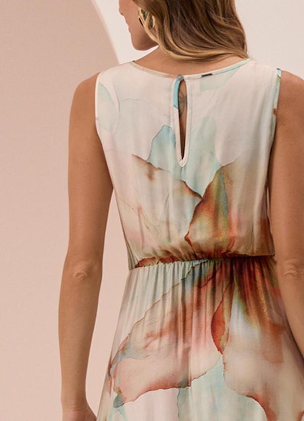 Lunender - Vestido Midi Chá com Decote Degagê Marrom 4