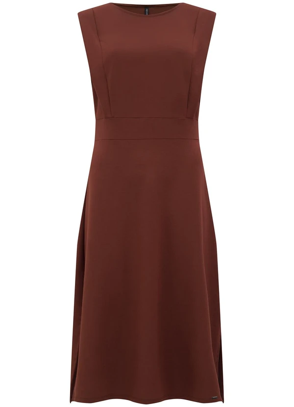 Lunender - Vestido Midi Chá com Fendas Laterais Marrom 4