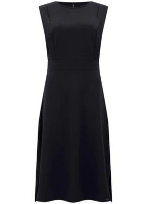 Lunender - Vestido Midi Chá com Fendas Laterais Preto - LUNENDER