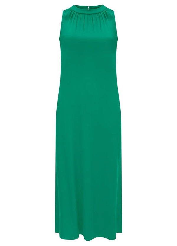 Lunender - Vestido Midi Chá com Gola em Viscose Verde 4