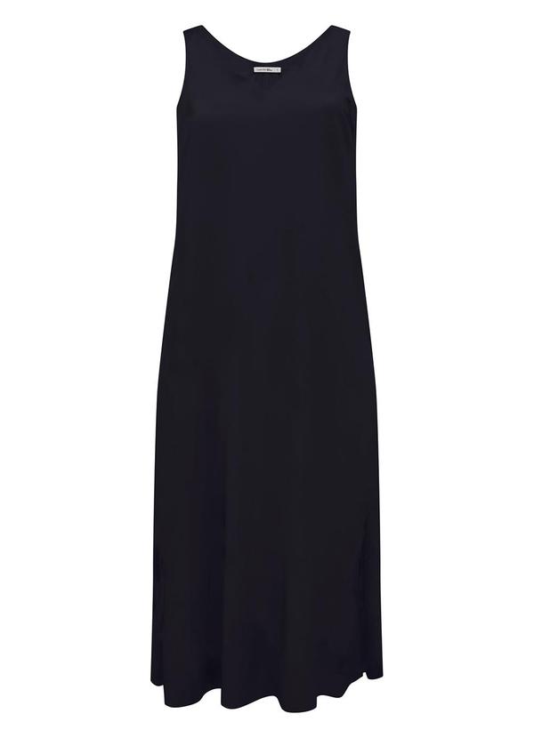 Lunender Mais Mulher - Vestido Midi Chá Decote V Fenda Lateral Preto 1