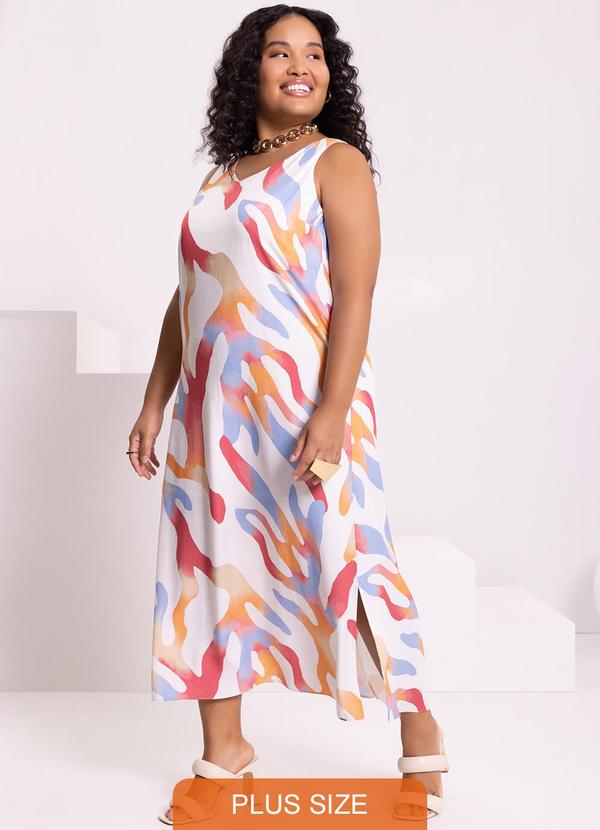 Lunender Mais Mulher - Vestido Midi Chá Decote V Fenda Lateral Vermelho 1