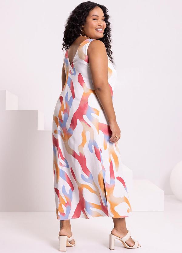 Lunender Mais Mulher - Vestido Midi Chá Decote V Fenda Lateral Vermelho 2