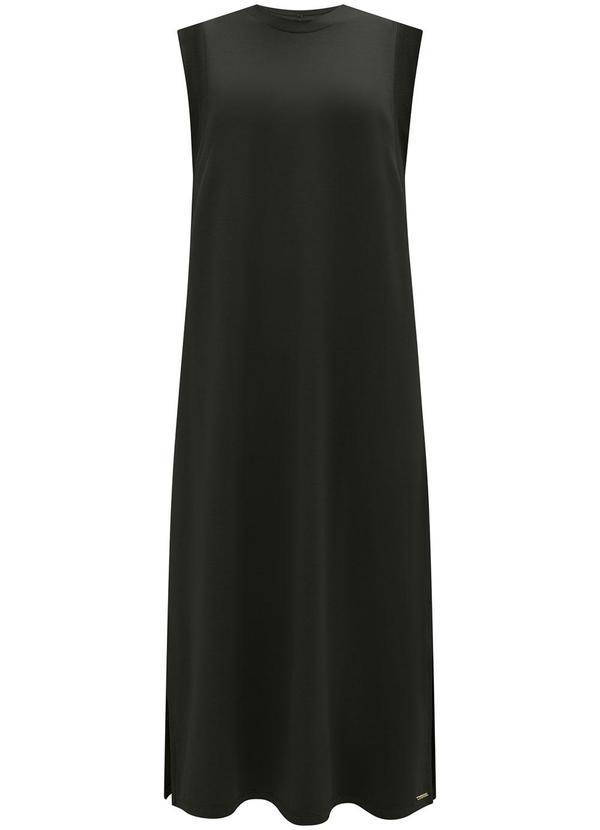 Lunender - Vestido Midi Chá em Moletom de Viscose Preto