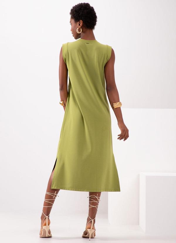 Lunender - Vestido Midi Chá em Moletom de Viscose Verde 2