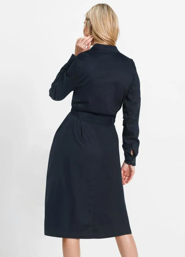 bonprix - Vestido Midi Chemise com Faixa Azul 7
