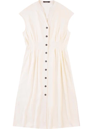 Malwee - Vestido Mídi Chemise Off White - MALWEE
