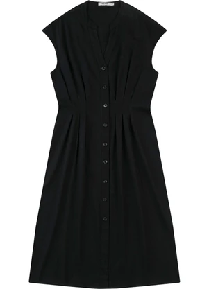 Malwee - Vestido Mídi Chemise Preto - MALWEE