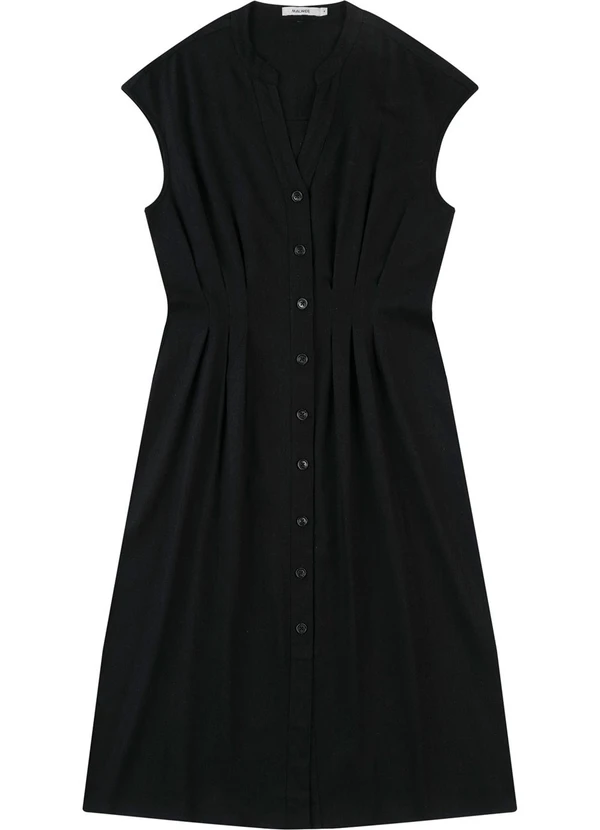 Malwee - Vestido Mídi Chemise Preto