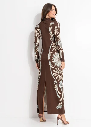Farm - Vestido Midi Coletânea Tropical Marrom - FARM