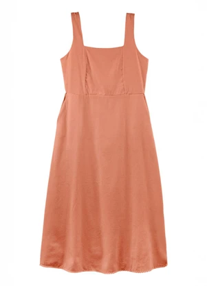 Outlet - Vestido Midi com Alças Adulto Feminino Marrom - OUTLET