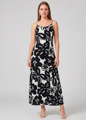 Infinita Cor - Vestido Midi com Alças Finas Branco - INFINITA COR