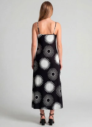 Infinita Cor - Vestido Midi com Alças Finas Preto - INFINITA COR