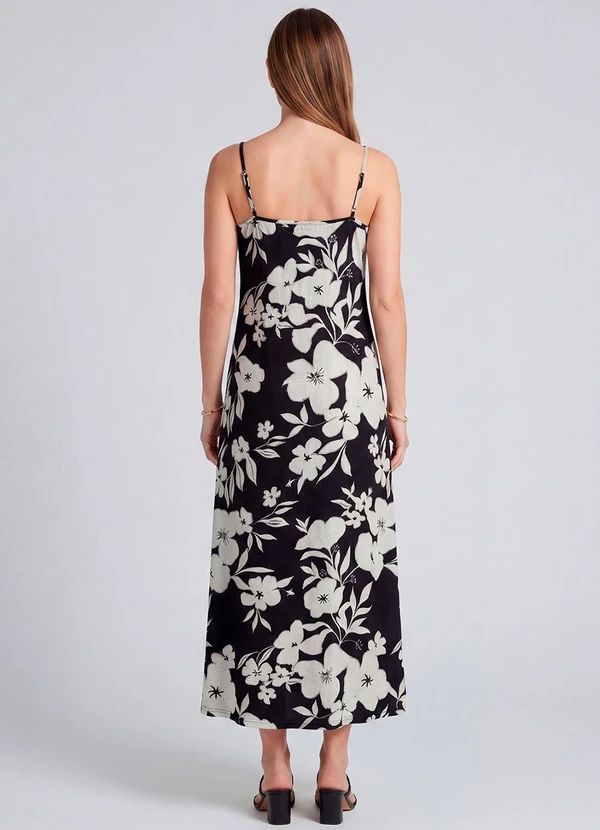 Infinita Cor - Vestido Midi com Alças Finas Preto 2