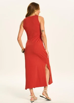 Doce Trama - Vestido Midi com Amarração Lateral Vermelho - DOCE TRAMA