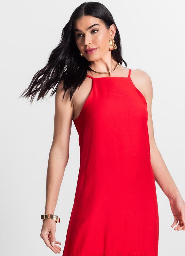 Select - Vestido Midi com Babado Alça Fina Vermelho 4