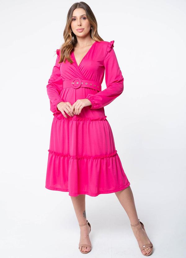 Misiss - Vestido Midi com Babados Heloisa Rosa