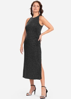 Endless - Vestido Midi com Brilho Preto - ENDLESS