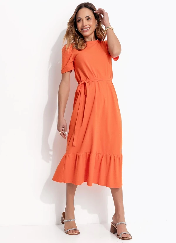 Bimini - Vestido Midi com Cinto Laranja 3