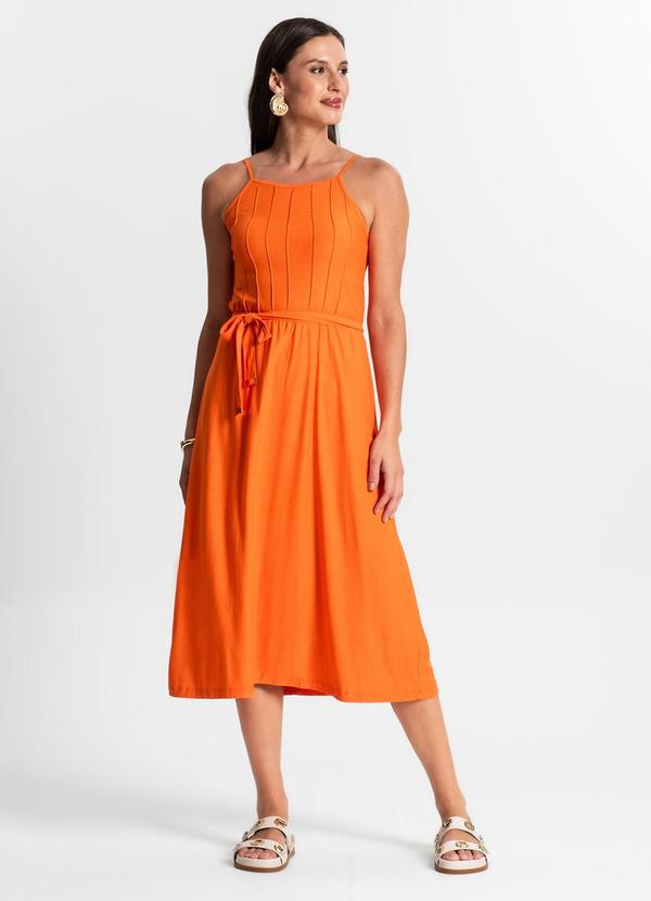 Rovitex - Vestido Midi com Cinto Laranja 2