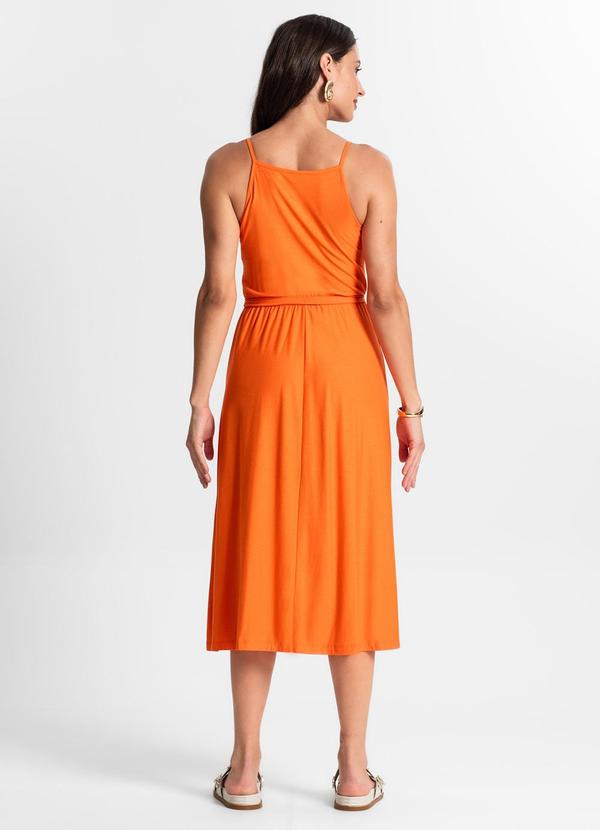 Rovitex - Vestido Midi com Cinto Laranja 3