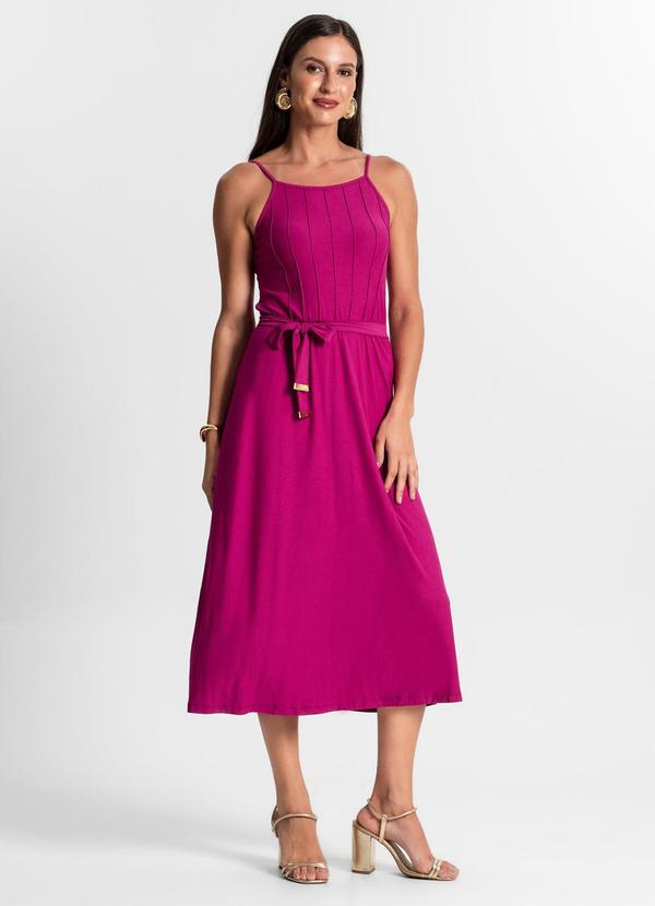 Rovitex - Vestido Midi com Cinto Roxo