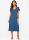 Rovitex - Vestido Midi com Decote em V Malha Visco Roxo - variação: Azul