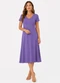 Rovitex - Vestido Midi com Decote em V Malha Visco Roxo - variação: Roxo
