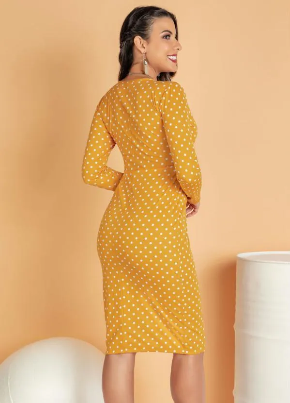 Moda Pop - Vestido Midi com Decote Transpassado Caramelo 2