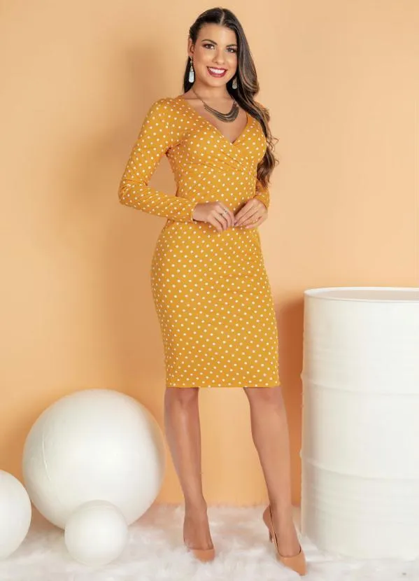 Moda Pop - Vestido Midi com Decote Transpassado Caramelo 3