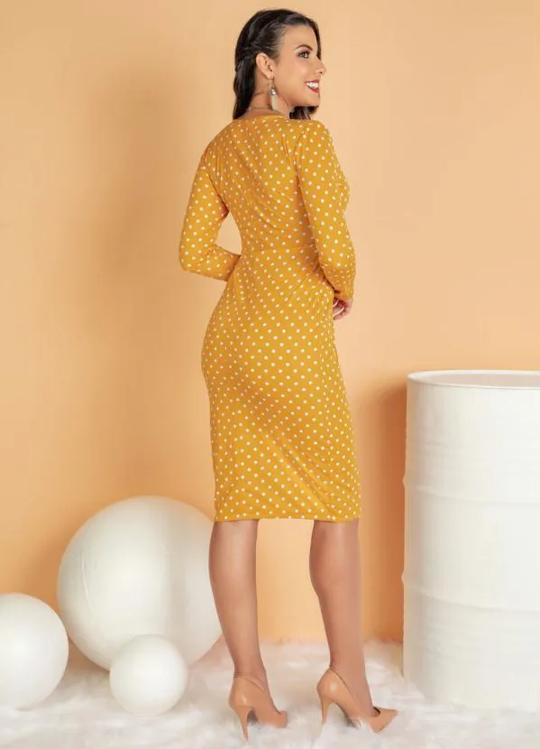 Moda Pop - Vestido Midi com Decote Transpassado Caramelo 4