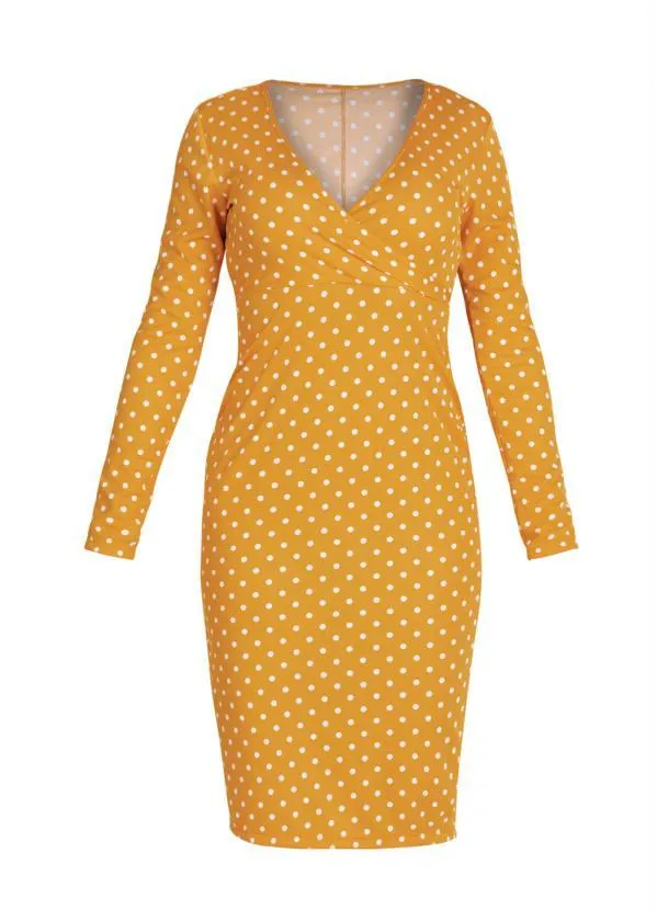 Moda Pop - Vestido Midi com Decote Transpassado Caramelo 5