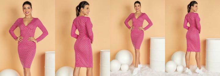 Vestido Midi com Decote Transpassado Pink