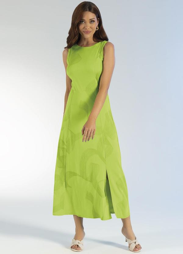Gris - Vestido Midi com Estampa Rotativa Verde