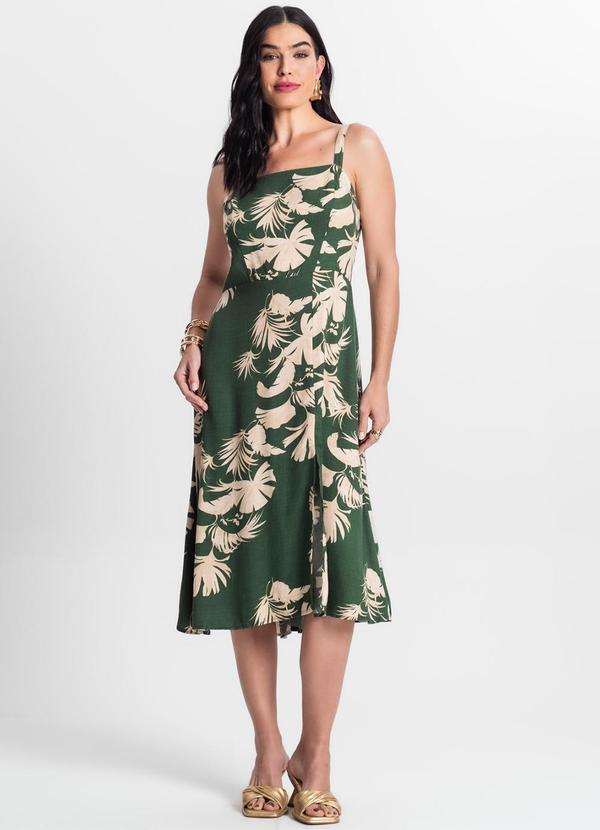 Select - Vestido Midi com Fenda em Viscose Marrom