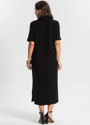 Endless - Vestido Midi com Fenda Lateral Preto - ENDLESS