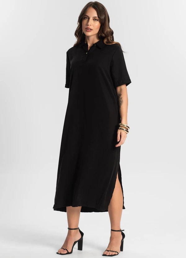 Endless - Vestido Midi com Fenda Lateral Preto 3