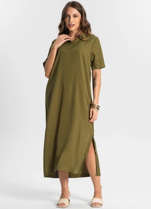Endless - Vestido Midi com Fenda Lateral Verde - ENDLESS
