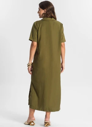 Endless - Vestido Midi com Fenda Lateral Verde - ENDLESS