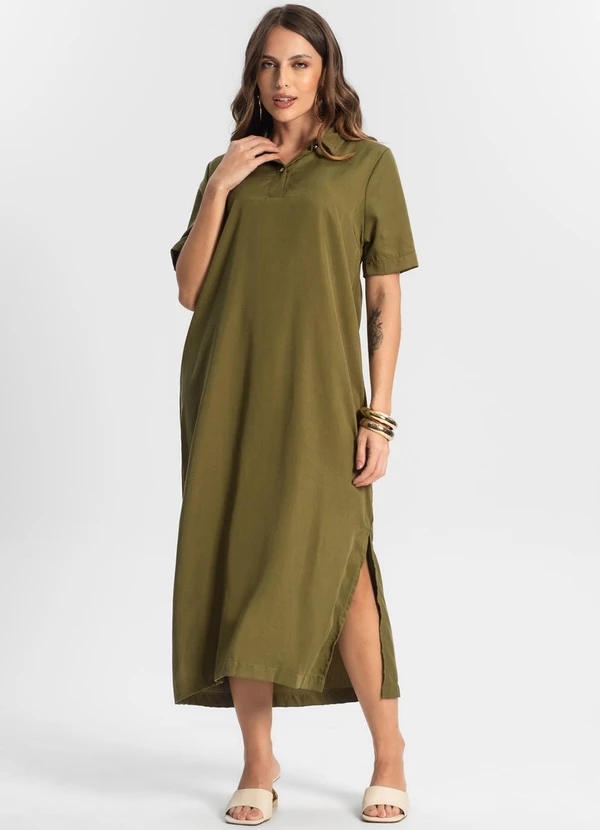 Endless - Vestido Midi com Fenda Lateral Verde
