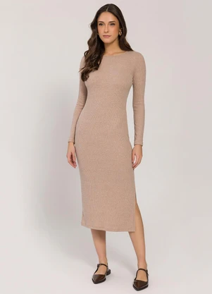 Sofie - Vestido Midi com Fenda Marrom - SOFIE