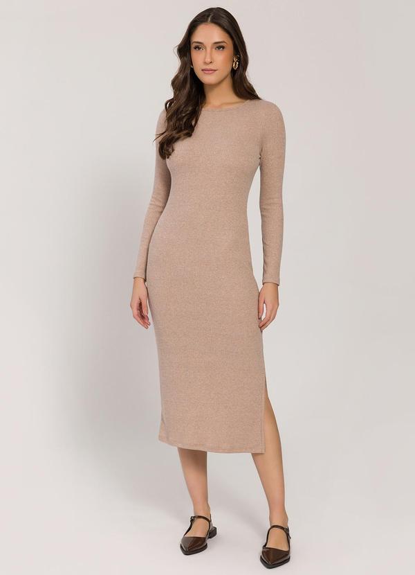 Sofie - Vestido Midi com Fenda Marrom