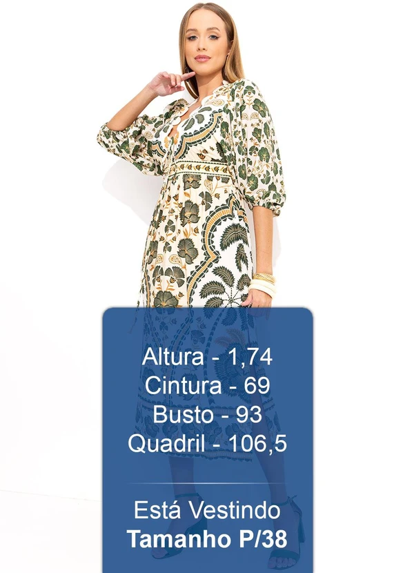 Farm - Vestido Midi com Manga em Viscose Verde 5