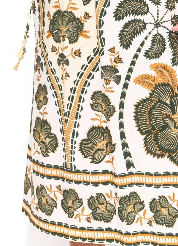 Farm - Vestido Midi com Manga em Viscose Verde 6