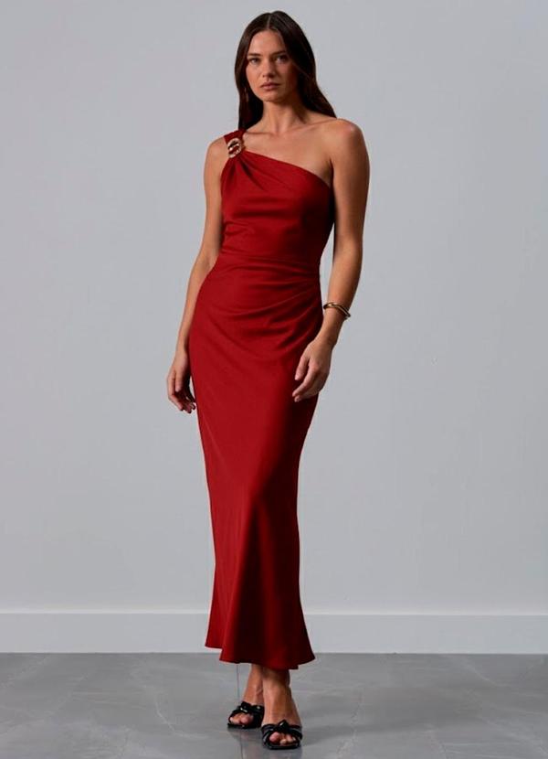 Carlota Costa - Vestido Midi com Metal Vermelho 1