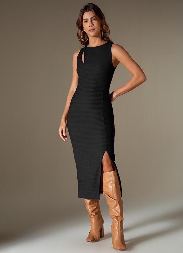 Use Modo - Vestido Midi com Recortes Assimétricos Preto 1
