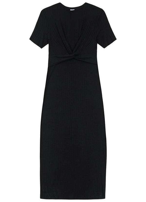 Malwee - Vestido Midi com Torção Preto 1