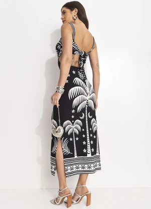 Farm - Vestido Midi Coqueiral Preto - FARM